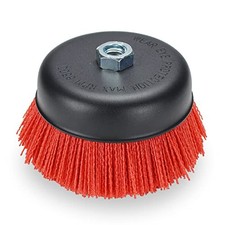 BHA 6" Abrasive Filament Nylon Bristle Cup Brush, 5/8"-11 Thread Arbor - Red