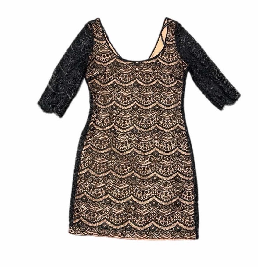 GUESS Women’s Size 8 Black Lace Bodycon Dress Gothic Whimsigoth Cocktail