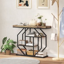 Industrial Hallway Table, 4-Tier Console Table for Entryway, Brown Refurbished