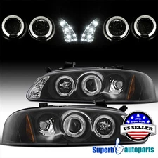 Fits 2000-2003 00-03 Sentra Halo Projector Headlights Black LED Bar Lamps