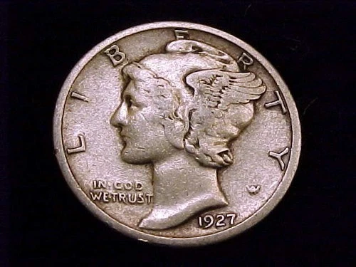 1927-P  Mercury Dime,  Fine Grade.