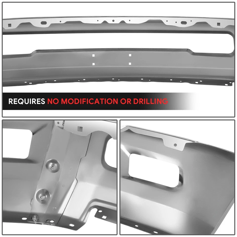Barra frontal cromada para parachoques Fit 10-18 Dodge Ram 2500 3500 sin orificios para sensor de estacionamiento Foto 4 de 4