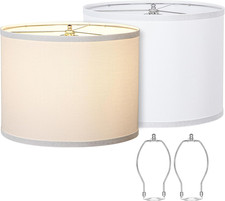 Lamp Shades Set of 2, Drum Lampshades 13" Top X 13" Bottom X 10" High with Spide