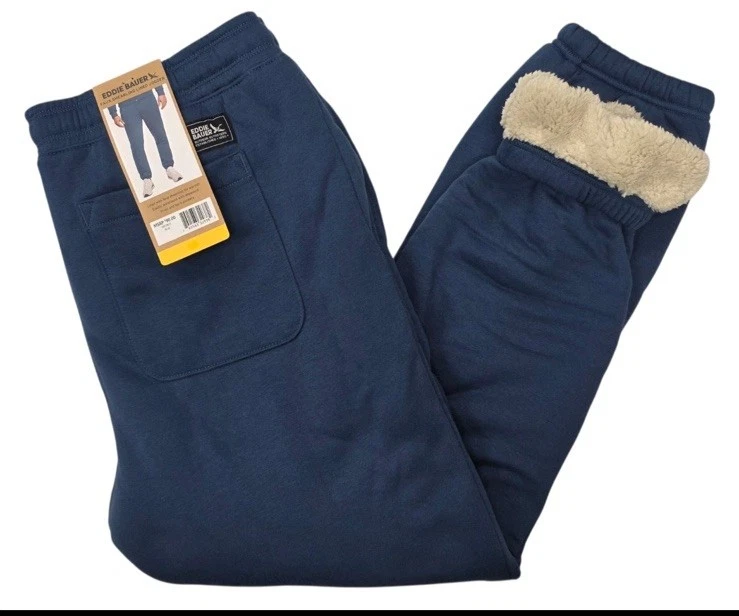Eddie Bauer Faux Shearling Lined Jogger Mens XL Black EB010625 Sweatpants NEW - Image 1 of 4