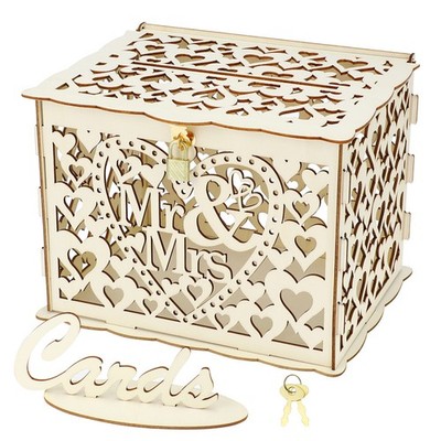  Holz Hochzeit Aufbewahrungsbox Mr & Mrs Karte Blumenkasten für Hochzeit Party