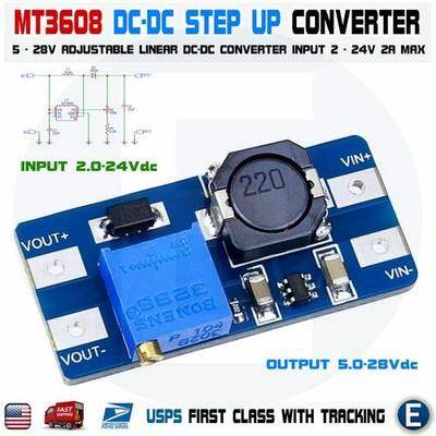 MT3608 DC 2A Step Up Power Booster Module 2v-24v Boost Converter Arduino MT 3608
