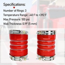 4pcs Silicone Red Hump Hose Charge Air Cooler Wclamps 4 X 6 4 Inch 7715-0002