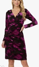 Adrianna Papell Surplus Velvet Midi Dress Black Purple Floral Sparkle Sz 12 NWT