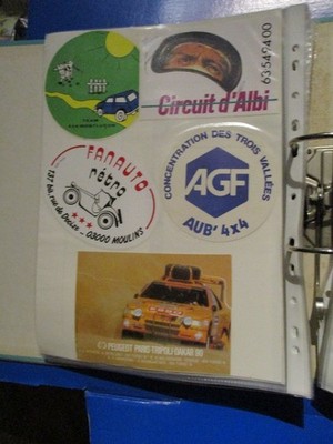 LOT OF 5 SPORT CAR STICKERS PEUGEOT PARIS TRIPOLI DAKAR 90 + ALBUMS NOT TAKE OFF