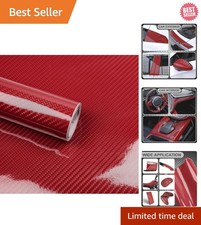 Glossy Red Carbon Fiber Vinyl Wrap Roll 1ft X 5ft For Cars Motorcycles