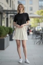 Adidas Originals Adicolor Ivory Classics 3 Stripes Skirt Women Sporty Mini SZ M