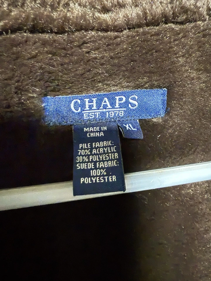 Chaps Women's Size XL Toggle Coat Faux Suede Hooded Lined Dark Brown - Image 2 of 4