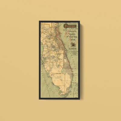 Vintage Maps - Jacksonville St Augustine and Indian River Railway - Art Print
