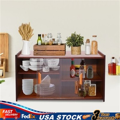 Small Kitchen Cupboard Food Pantry Cabinet Wall Sideboard with Glass Doors New
