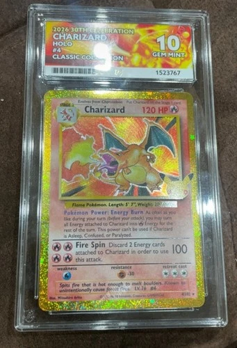Charizard 4/102 30th Anniversary Classic Collection ACE 10 - Perfect Subgrades