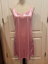Women Lingerie Silky Nightgown Slip Pink Thin  Soft Sz XL 36"Lx20"W 