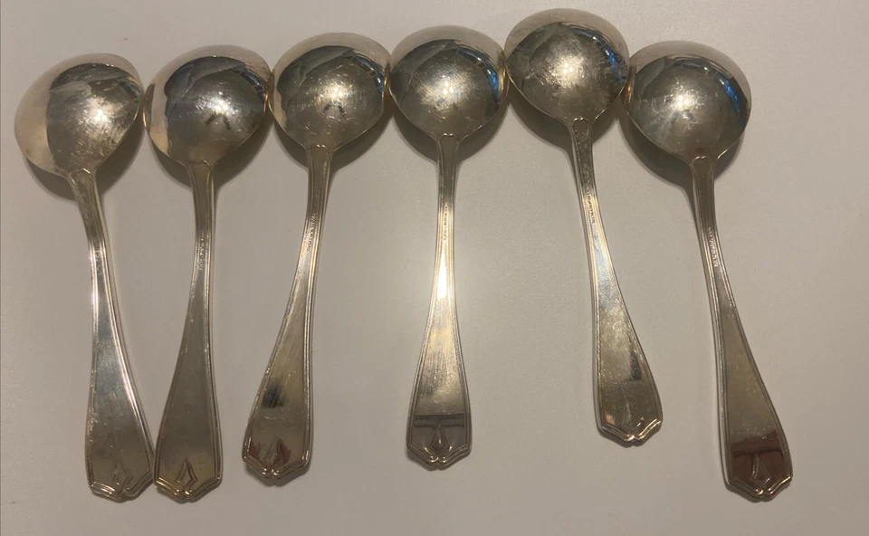 "Lote de 6 platos de sopa/cuchara Gumbo de 5 3/8"" MAKLBUKUUGH de Birks Regency Plate Silverplate" Foto 3 de 4