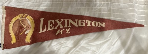 Vintage Lexington Ky Wool Pennant. Red With Horse Head In Horseshoe.