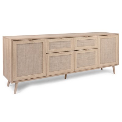 Sideboard BALI - Sonoma Eiche-Rafia geflecht - 180 cm breit Sideboard Kommode TV