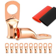 10PCS Battery Cable Ends, 4 Gauge Wire Connectors 3/8 Copper Wire Lugs, Bare ...