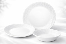 Corelle® Vitrelle Geschirr-Set, 12tlg. 4 Personen recyceltes Glas - Linen Weave