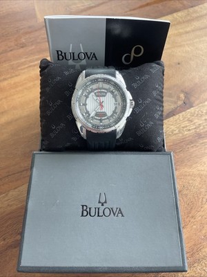 Rare Bulova Precisionist 96B171 Campton 44mm Men s Watch SST Case w Rubber Strap