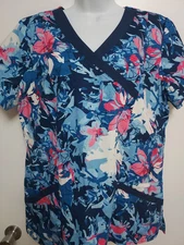 White Cross Womens Scrub Top Size Large Vibrant Colors!