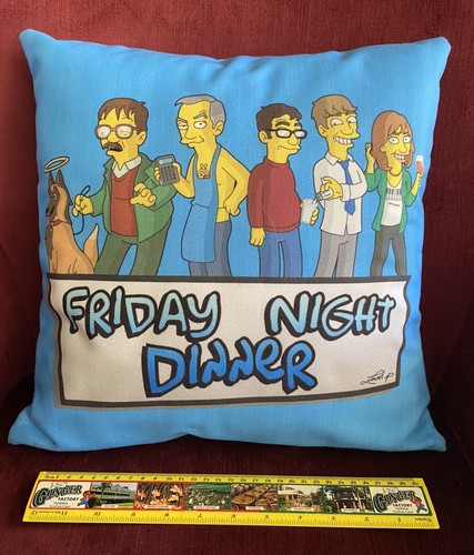 THE SIMPSONS x FRIDAY NIGHT DINNER! FUN ANIMATION STYLE TV CUSHION LIKE NEW!!! - Picture 2 of 7