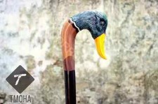 Rare Antique Cane Walking Stick Duck Head Design Handle Walking Cane, Carved Can