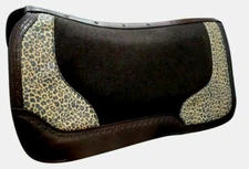 Western Horse Brown Wool Felt Saddle Pad 32" x 31" x 1" w/ Cheetah Design