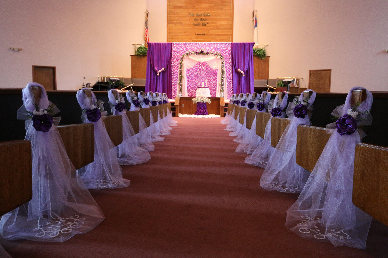 Purple Wedding Decorations Chair Bows Pew Bows Satin Church