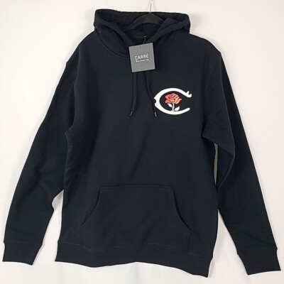NEW Carre Paris France Men's Black Hoodie Rose Sz XL