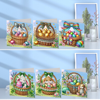 6 Stück Ostereier Diamond Painting Karte Strass Kunstkarte für Party Gastgeschenke