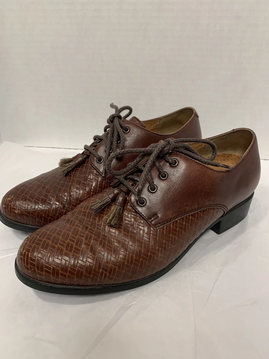 Ariat Women Shoe ATS Woven Size 7.5 B Brown Leather Tassle Oxford