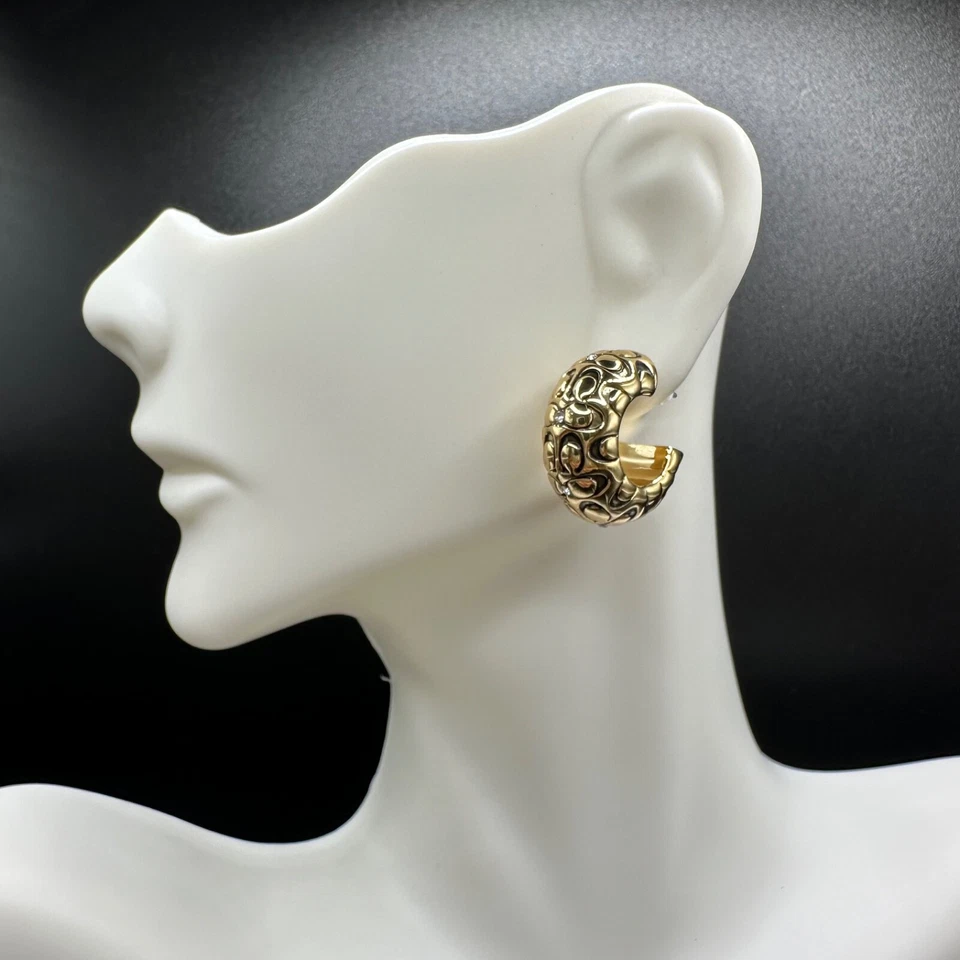 Выстеганные фирменные толстые серьги-кольца Coach | подарочные, новые | полная упаковка - Изображение 3 из 4