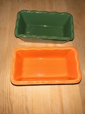 Qty.2 CENTURY LOAF DISH green And Orange Small Loaf Dishes