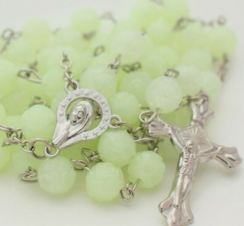 Glow in the dark Rosary Necklace extra long Catholic Religious wall room Rosary - Picture 3 of 3