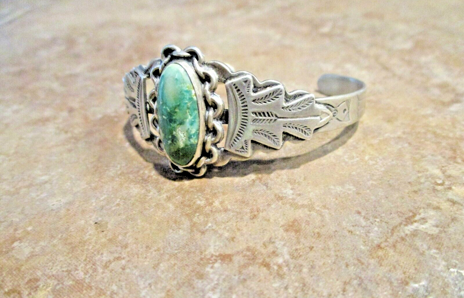 FINE Old 1950's Navajo Sterling Silver Natural Tu… - image 8