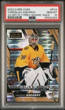 2023-24 OPC HOCKEY YAROSLAV ASKAROV SEISMIC GOLD PLAT PREVIEW RC /25#P-YA PSA 10