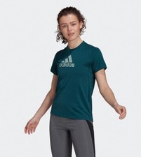 ADIDAS Women's Blue Primegreen Designed 2 Move Logo Sport Tee RRP £30