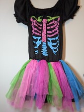 Girls Size Large 12-14 Funky Punky Bones Halloween Costume Tutu Dress Only