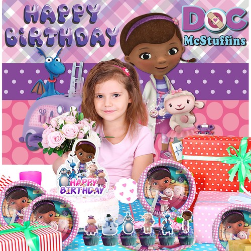Doc McStuffins Forniture per Feste Set Piatti Palloncini Cake Topper Striscione - Foto 7 di 8