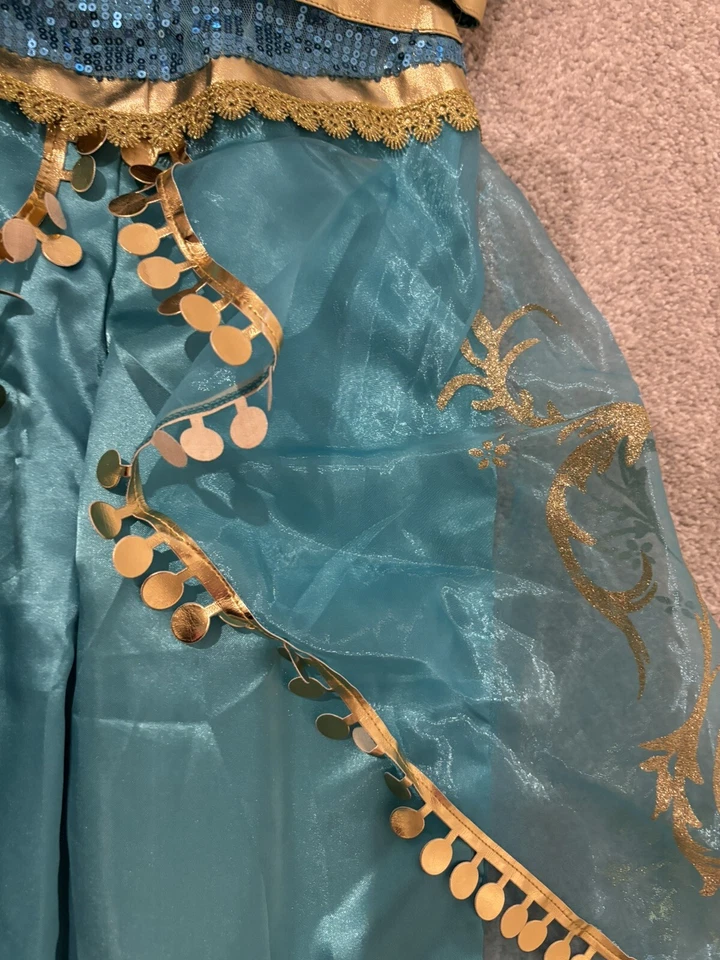 Girls Princess Jasmine Costume Halloween Party Dress Up for girl With Crown Wand - Image 3 of 4