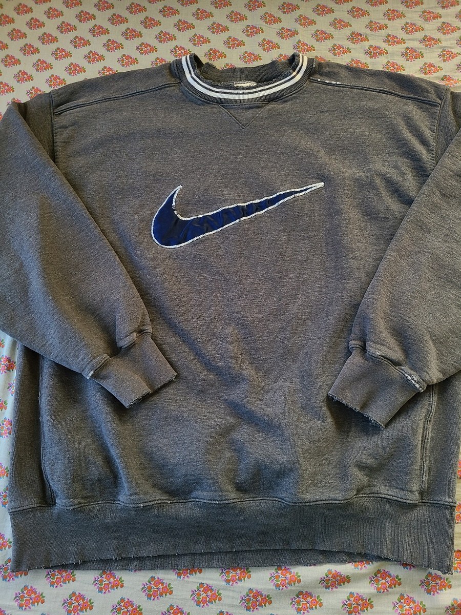 Oversized Grey Vintage Nike Jumper Vintage Nike Sweatshirt 90's