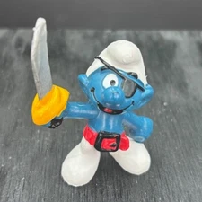 Smurfs 20104 Pirate Smurf Eye Patch Sword Vtg Figurine PVC Schleich Peyo Figure