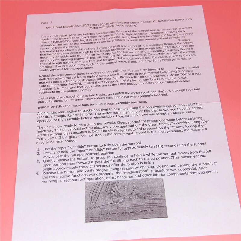 Expedition Sunroof Repair Kit fit 2000-2014 Ford F250 F350 F450 Super Duty — 第 3/4 张图片
