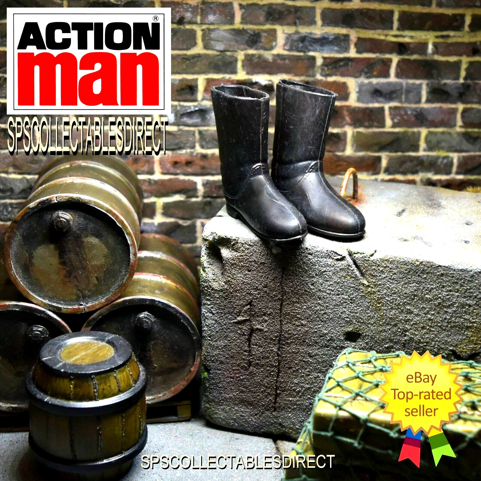 Action Man Vintage Palitoy German Camp Kommandant Jack Boots c1966 FREE POST UK