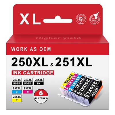 MOLIMER  Compatible Canon PGI-250XL CLI-251XL Ink Cartridges for IP8720 (6-Pack)