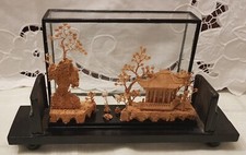 Korkschnitzerei, 3D Miniatur China, San You Cork, hinterglas,  25 x 6,5 x 15 cm
