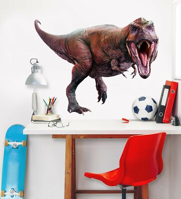 Sticker Mural 3D Tyrannosaurus Rex A17 - Papier Peint Animal Préhistorique Déco